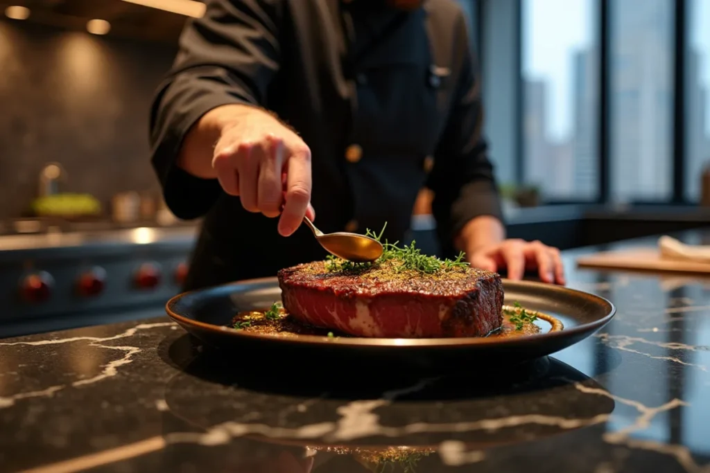 Cooking Wagyu and Kobe beef steaks, luxury cooking methods for premium beef cuts.