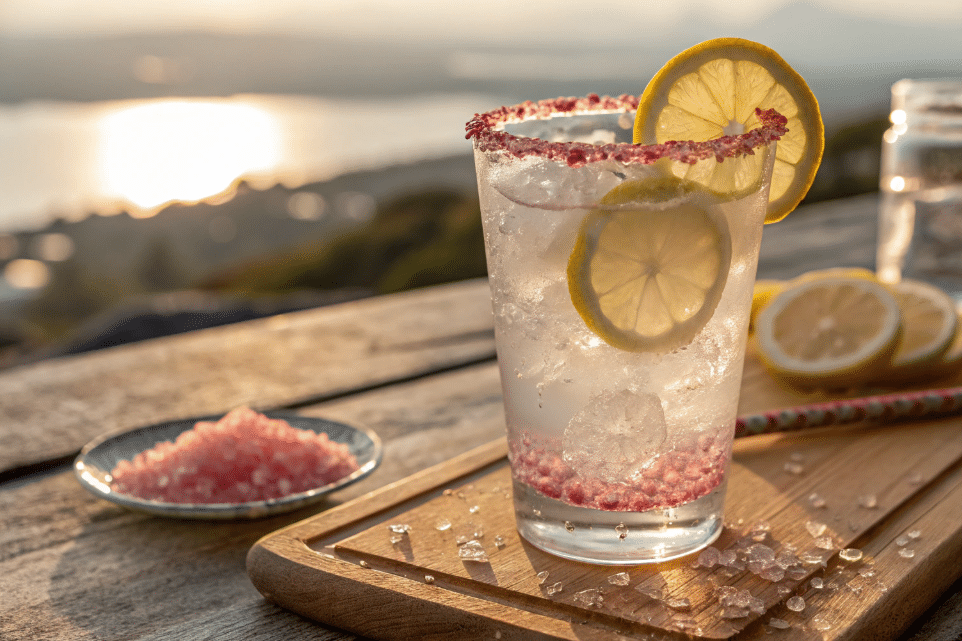 brazilian mounjaro recipe 3 ingredients glass lemon pink salt
