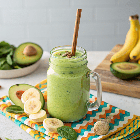 breakfast matcha green tea smoothie drink