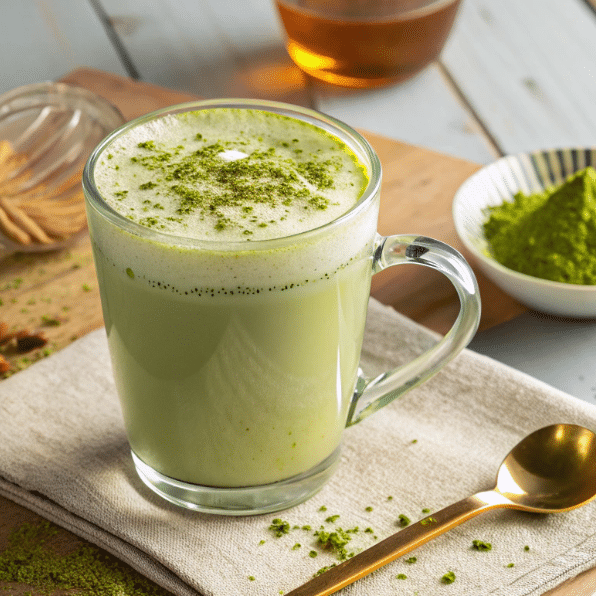 creamy matcha green tea powder drink latte