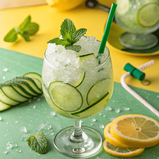 cucumber mint matcha green tea powder drink