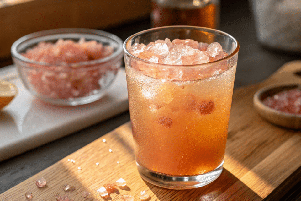 Japanese Pink Salt Recipe morning drink in glass