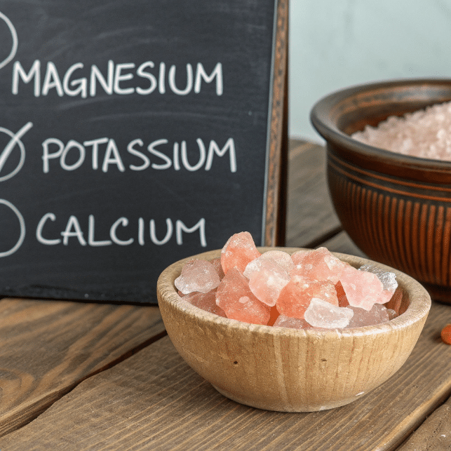 Natural minerals in pink salt for hydration and digestion