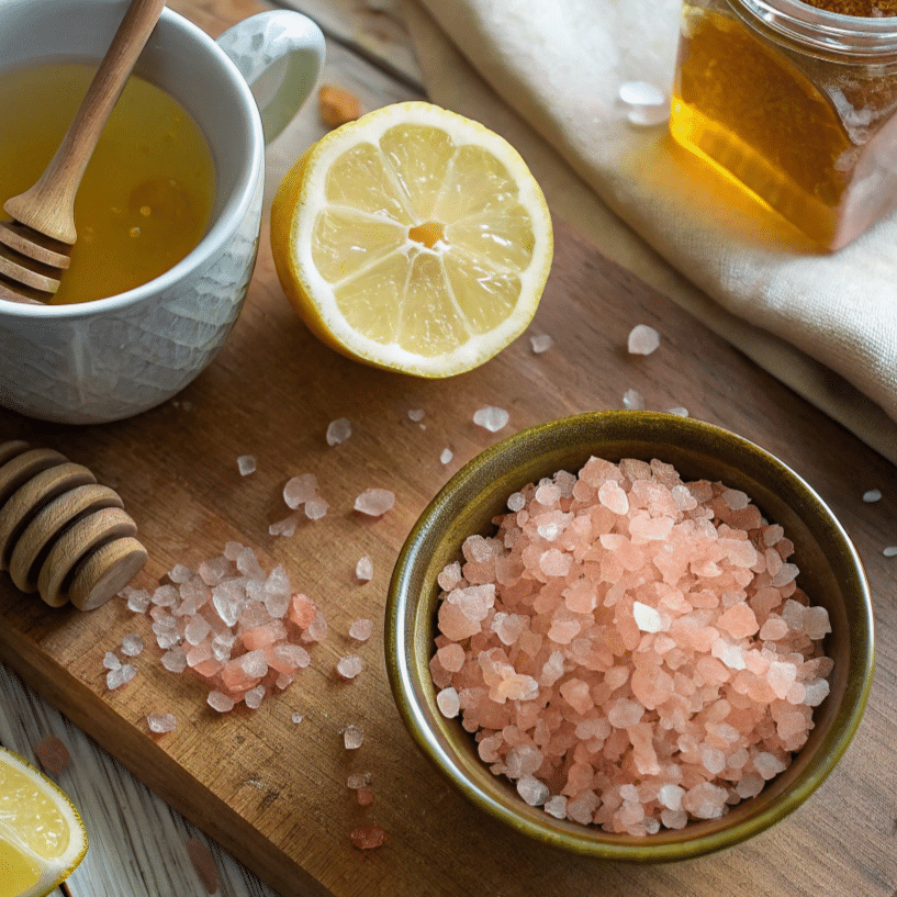 Ingredients for the pink salt trick drink