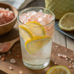 Pink salt trick drink with lemon and water