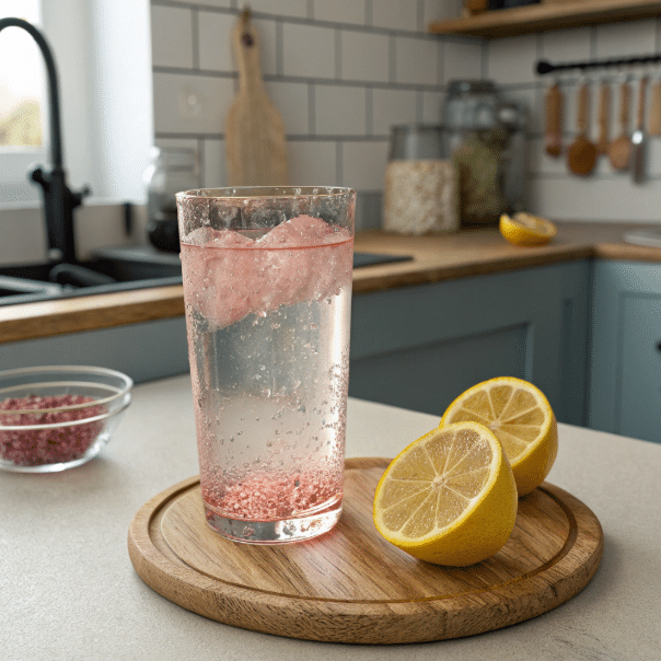 pink salt weight loss drink with lemon