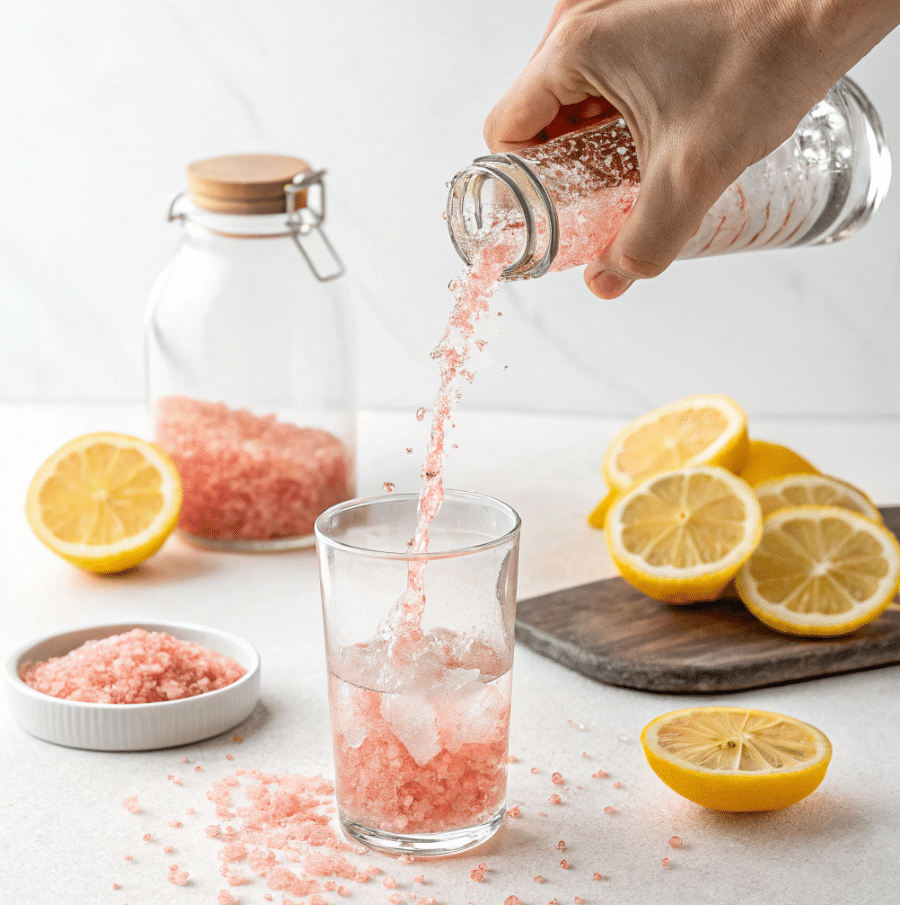 Preparing pink salt weight loss drink