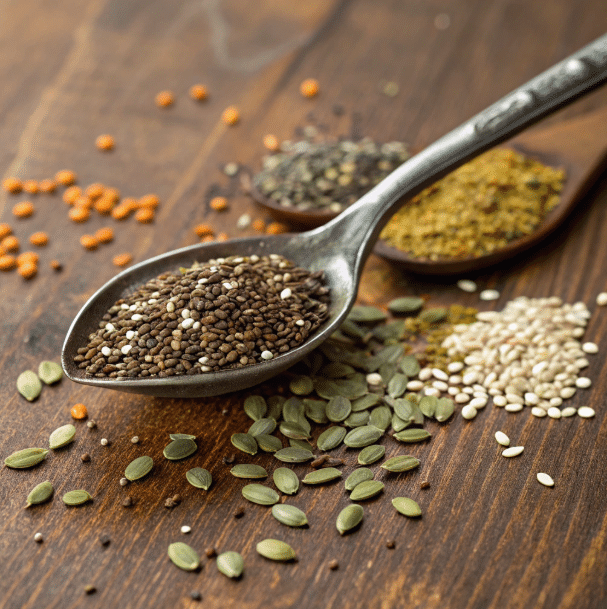 Bariatric seed trick with chia, flax, pumpkin, and fennel