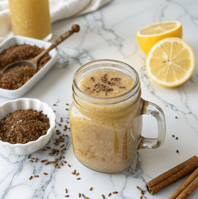 Flaxseed drink with lemon for weight loss